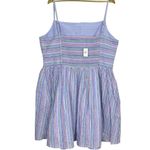 Gap Womens Babydoll Tank Dress XXL Blue Striped Rainbow Smocked Coastal Beachy Photo 4