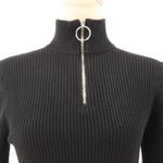 ASOS Black Ribbed Knit Mock Neck Half Zip Pullover Sweater Minimalist Academia Size S Photo 1