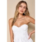 Lulus NWT  Quite Perfect White Floral Embroidered Strapless Midi Dress Tube Sz S Photo 7