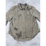Holding Horses Anthropologie  Button Down Shirt Butterfly Embroidered Sz‎ 12 West Photo 3
