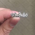 Silver Rhinestone Princess Crown Ring Photo 1