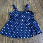 Lands End Womens Navy Blue White Polka Dot Tankini Swim Suit Top Size Medium DD Photo 0