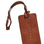 Lands' End Leather Luggage Address Name Tag 90s Travel Bag Accessory Brown Logo Photo 0