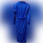 NEW Ronny Kobo Bernice Satin Blue Long Sleeve Faux Wrap Midi Dress Large L NWT Photo 4