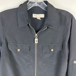 Michael Michael Kors Womens Black Zip Front Long Sleeve Shirt Size Small Photo 3