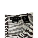 Tahari  Brown & White Zebra Stripe 100% Linen Button Back Cap Sleeve Top Sz Small Photo 1
