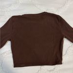 ZARA  Chocolate Brown Long Sleeve Crop Top Photo 4