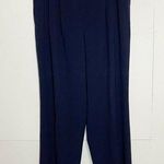 Talbots Women's Sz 14 (34x28) Pleated Pants Navy Blue Dress Career Stretch Lined Photo 0