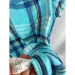 Falls Creek  Plaid Split Back Short Sleeve Top Blue Size Small Photo 4