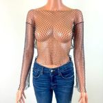 Women's Night Club Festival Party Bejeweled Mesh Crop Top Size Small Black Photo 1