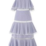 Prabal Gurung Halter Tulle Tiered Midi Maxi Dress Striped Blue Lace Overlay Sz 4 Photo 1