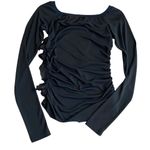 Dolce & Gabbana Y2K Long Sleeve Ruffle Side Top Black Semi Sheer Going Out Shirt Photo 4