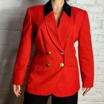 Vintage 80s 90s Morgan Miller Red & Black Blazer Shoulder Pads Gold Buttons sz M Size M Photo 1