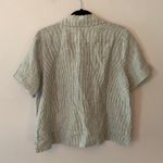 Quince Blue White Stripe Button Down Short Sleeve Blouse 100% Linen Women Small Photo 6