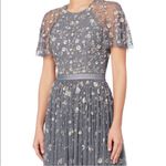 Needle & Thread Comet Midi Dress Size 2 XS Blue Gray Lavender Beaded Open Back Photo 1