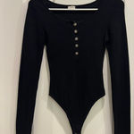 Garage  Black Bodysuit Ribbed Photo 0