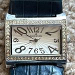 Anne Klein  women’s vintage blue/silver‎ genuine leather crystal bracelet watch Photo 2
