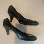 Tory Burch Caroline Black Patent Leather Elastic Pump Gold Logo Size 10 Photo 5
