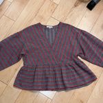 Madewell  Striped Bubble-Sleeve Peplum Top large Photo 4