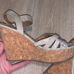 Not Rated  NRWED beige silver sequined open toe wedges Photo 5
