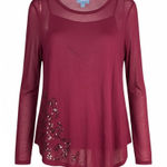 Vera Wang Simply Vera  Wine Long Sleeve Top Photo 0