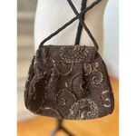 Vintage Marco Avane Brown Tapestry Beaded Pouch Fringe Crossbody Photo 2