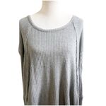 Free People  Oversized Thermal Top Gray Size Large ScoopNeck Bohemian Grunge Photo 3