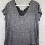 Project Social T  Urban Outfitters Gray Marled Distressed Blouse V neck Frayed S Photo 6