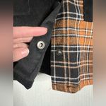 Ultra Flirt Black and Brown Plaid Color-block Corduroy Cropped Jacket Medium Photo 6