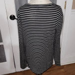 Lafayette 148 New York Womens Black White‎ Striped Long Sleeve Shirt Top Large Photo 1