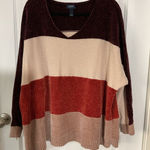 Daytrip Y2K Women’s Sweater‎ Tan Brown Orange Medium  V-Neck 90s Winter Fall Photo 0