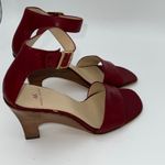 AK Anne Klein Red Leather Ankle Strap Wedge‎ Heel Sandals Women's Size 6M Photo 9
