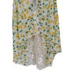 Free People  Yellow Floral High Low Crochet Inset Tank Top Flowy size XS Photo 3