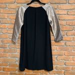 Akira Chicago Black Label Dress Womens Small Black Gold Metallic Sleeve‎ Shift Photo 1