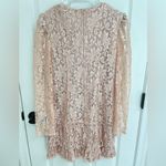 Le Art Vintage Pink Champagne Lace Layered Long Sleeve Dress Women’s Size 10 Photo 2