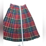VTG Emily St. John Red Blue Green Plaid Pleated A Line Skirt Size8 MissingButton Size 8 Photo 2