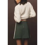 Anthropologie NWT  Maeve‎ Mod Mini Skirt Size XS Green White Photo 1