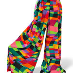 Vintage 80s/90s Gay Boyer Colorful Bold Geometric High Waist Palazzo Pants Red Size M Photo 0