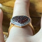 Natural Red Garnet Sterling Silver Heart Ring Size 6 Gold Photo 1