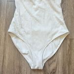 Aerie Ribbed Shine Asymmetrical One Piece Swimsuit in White Size S NWOT Photo 5