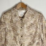 Chico's Women’s Blazer Silk Blend Tan Metallic Shimmer Geo Jacket Size US 8 Photo 3