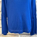 Free People  "We the Free" Long Sleeve Top Waffle Weave Blue-Small Photo 3