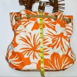 Michael Kors Large orange & white tropical tote bag leather trim Photo 8