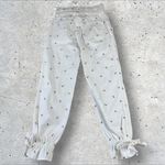 Something Navy  Sylvia Floral Embroidered Ankle Tie Jean Jogger Cottagecore Sz‎ 2 Photo 3