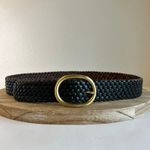 Talbots Olive Green Weaved Woven Genuine Leather Golden Buckle Belt Size M/L Photo 8