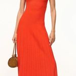 STAUD NEW NWT  Elyse Midi Dress In Cayenne Orange Red Photo 0
