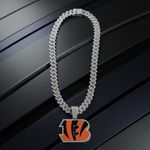 NFL Cincinnati Bengals 20Inch Necklace Pendant Cuban Chain Link Football Jewelry Photo 1