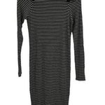 LA Made  Black White Stripe Bodycon Cold Shoulder Dress Small New Photo 0