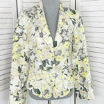 Free People  Floral Linen‎ Blazer Jacket Yellow White Size 4 Photo 0