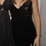 H:ours Black one sleeve velvet festive mini dress Photo 2